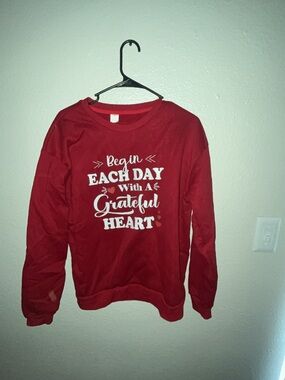 Red "Begin Each Day With A Grateful Heart" Women’s Sweatshirt